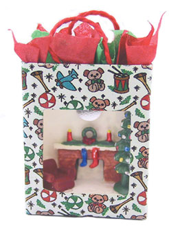 Dollhouse Miniature Christmas Scene In Bag